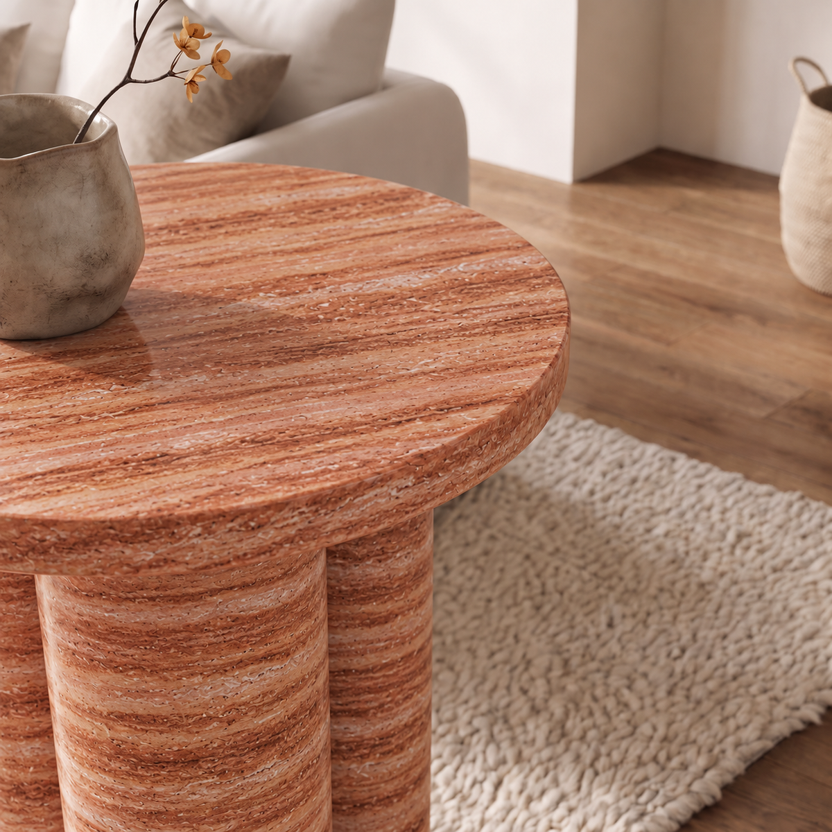 Orla Triple Cylinder Marble Side Table