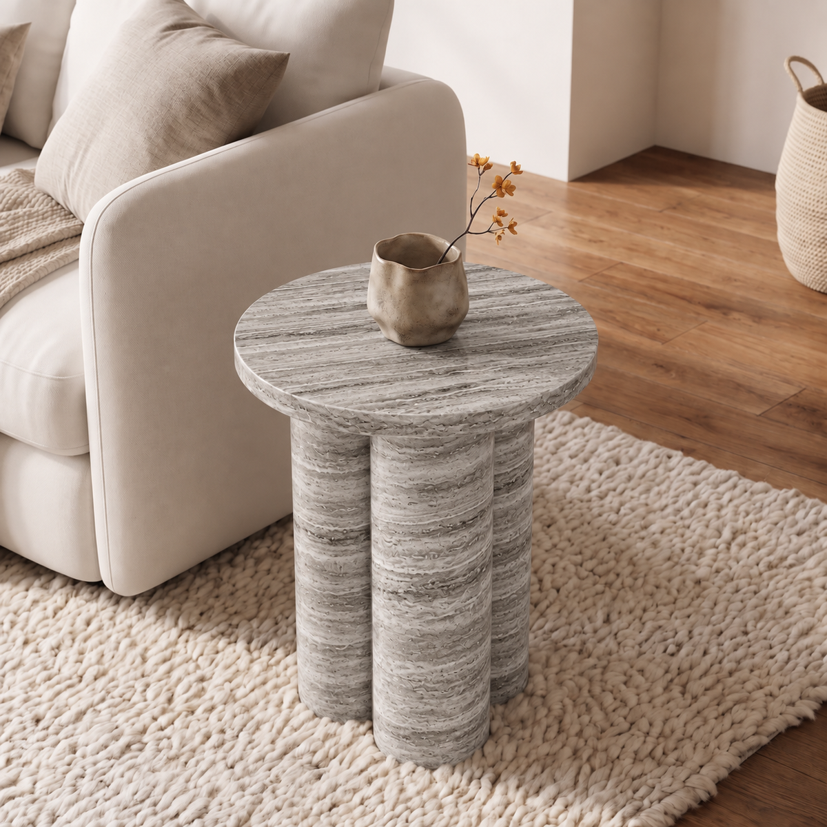 Orla Triple Cylinder Marble Side Table
