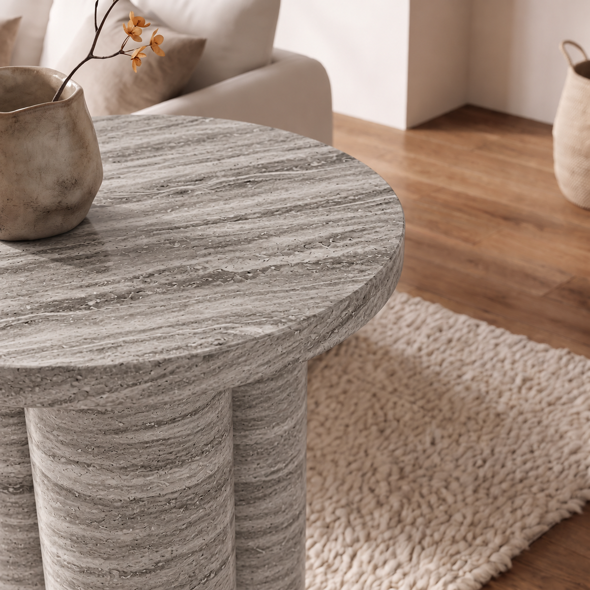 Orla Triple Cylinder Marble Side Table