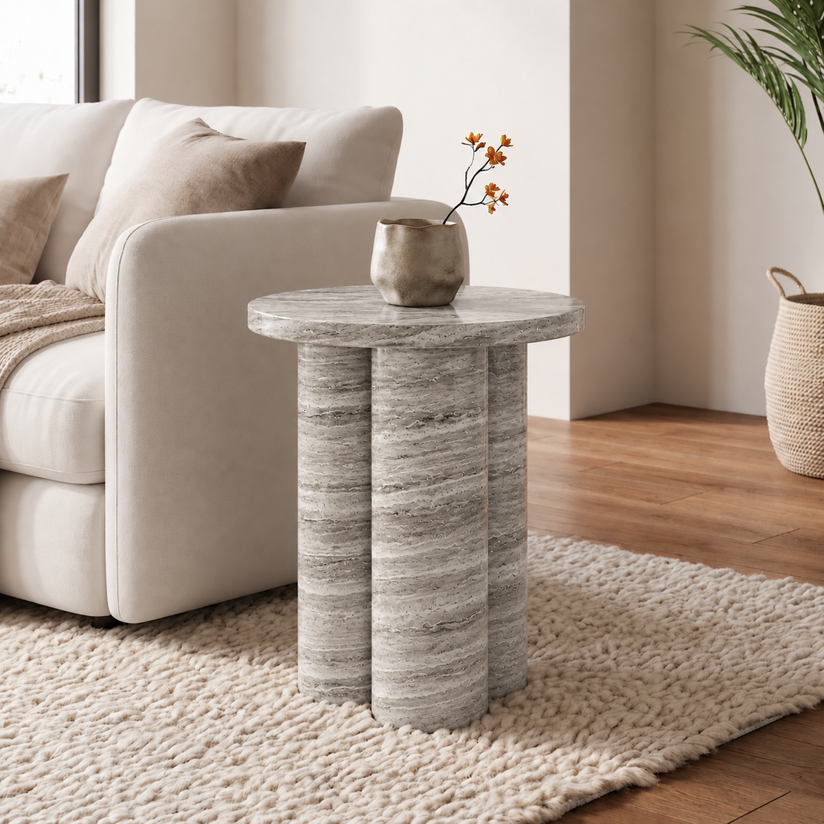 Orla Triple Cylinder Marble Side Table
