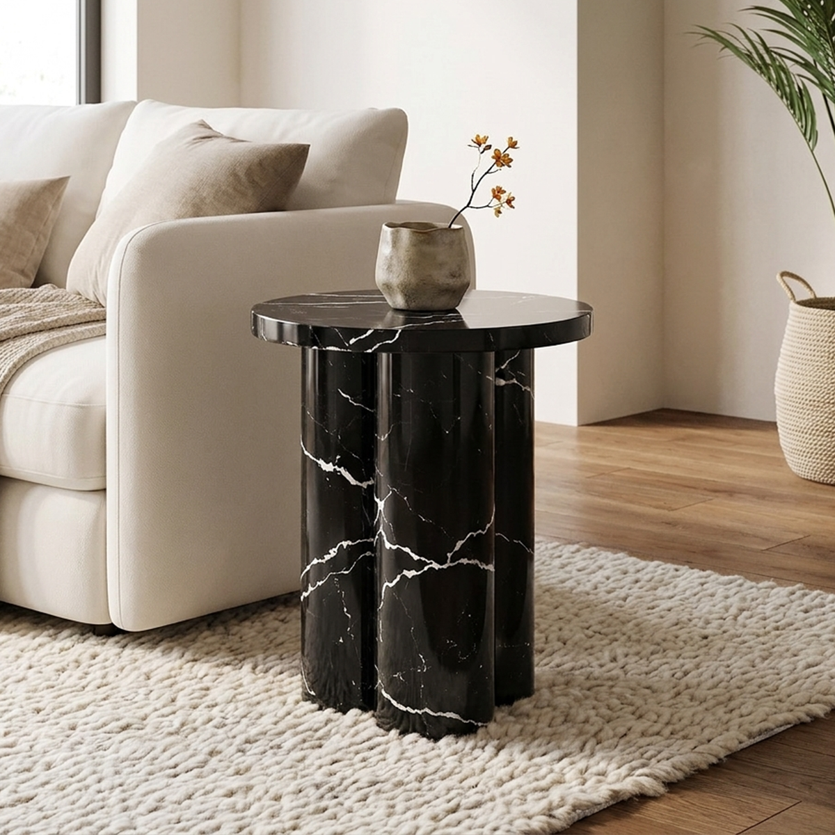 Orla Triple Cylinder Marble Side Table