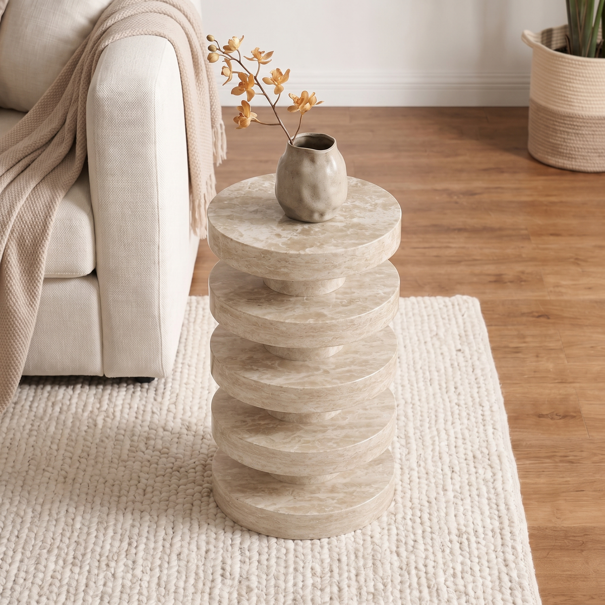 Sora Tiered Marble Side Table