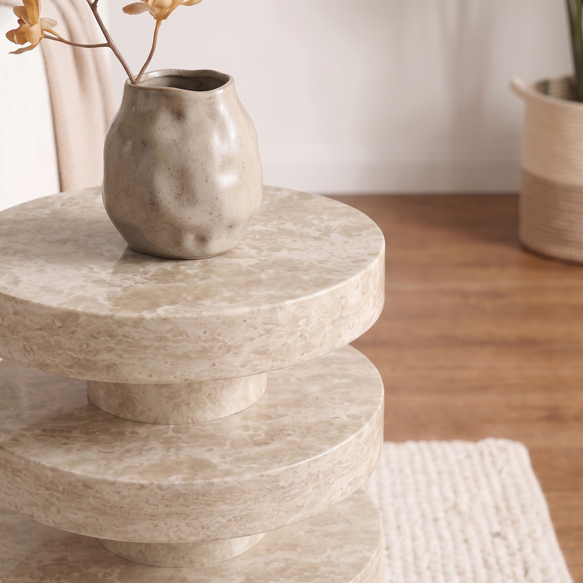 Sora Tiered Marble Side Table