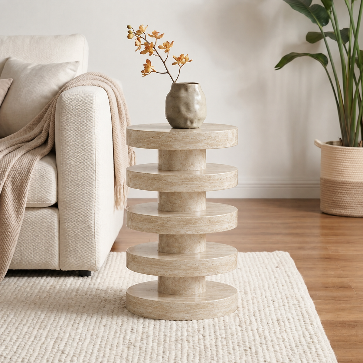 Sora Tiered Marble Side Table