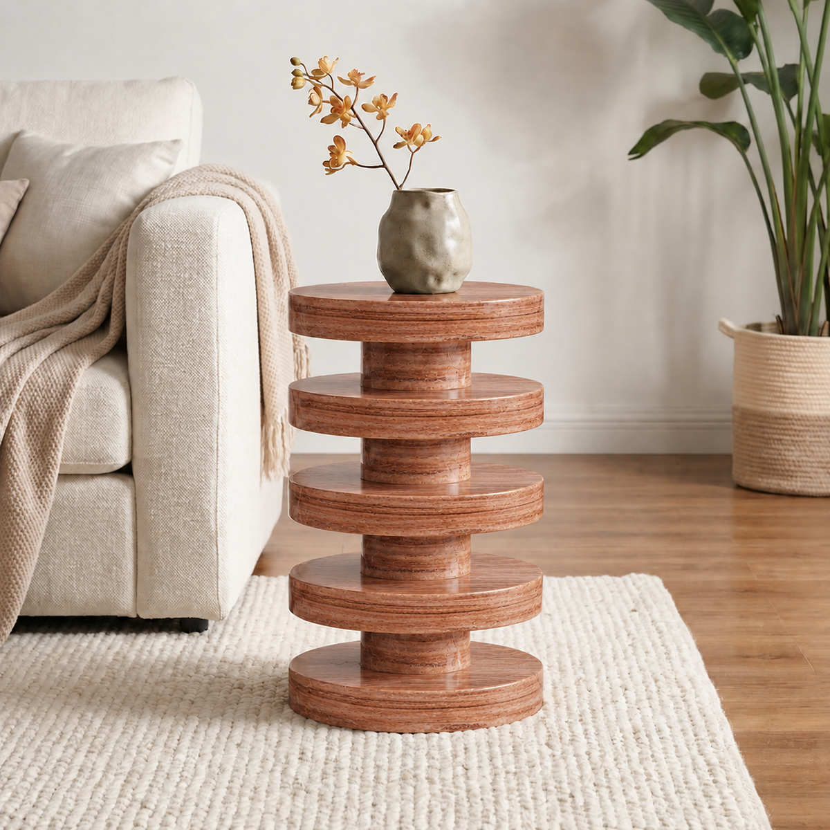 Sora Tiered Marble Side Table