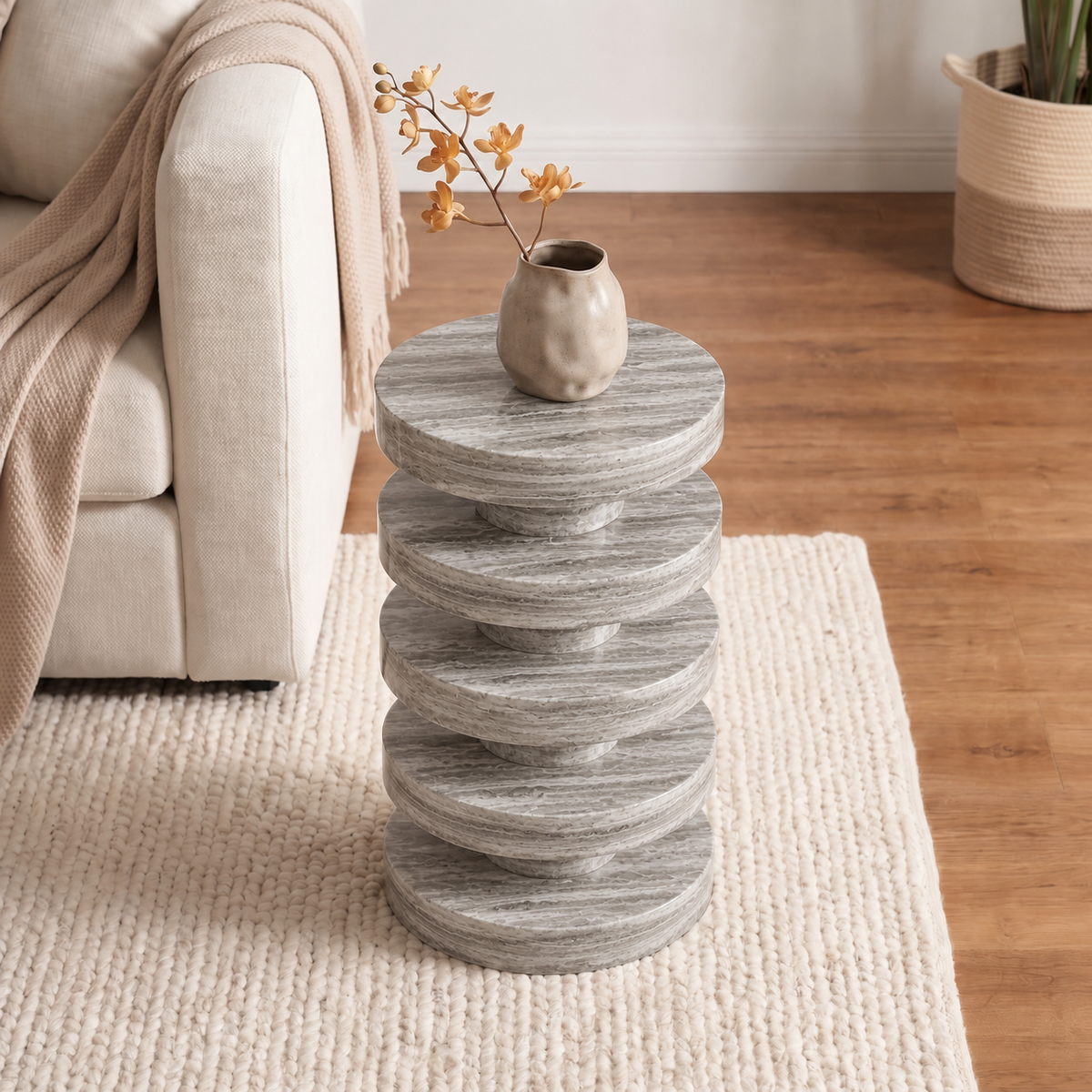 Sora Tiered Marble Side Table