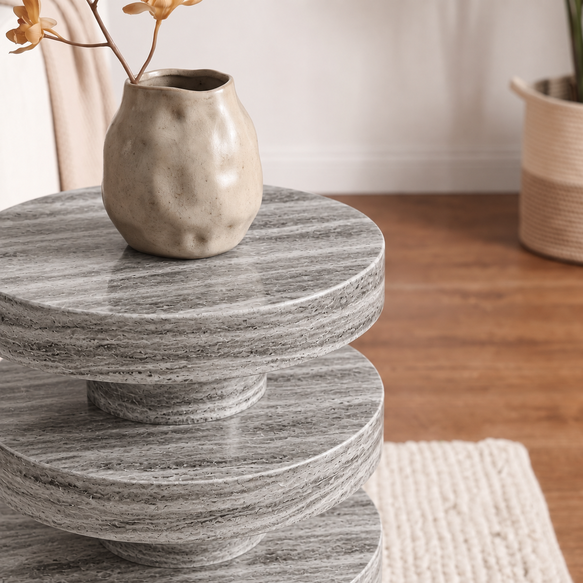 Sora Tiered Marble Side Table