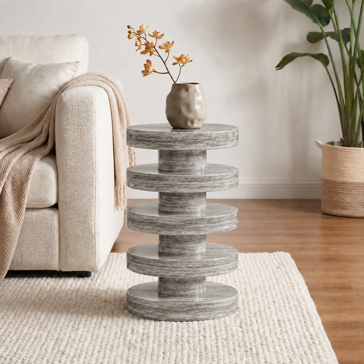 Sora Tiered Marble Side Table