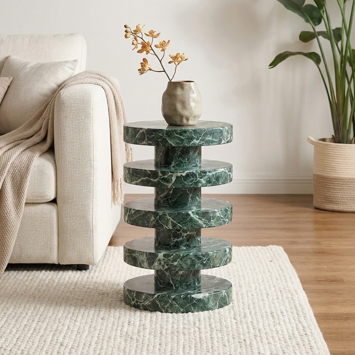 Sora Tiered Marble Side Table
