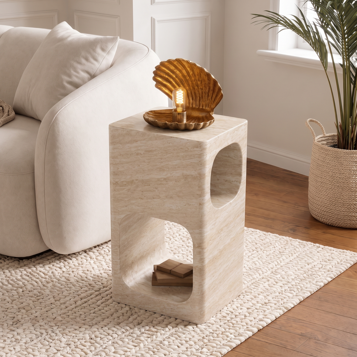 Tessa Cut-Out Marble Side Table