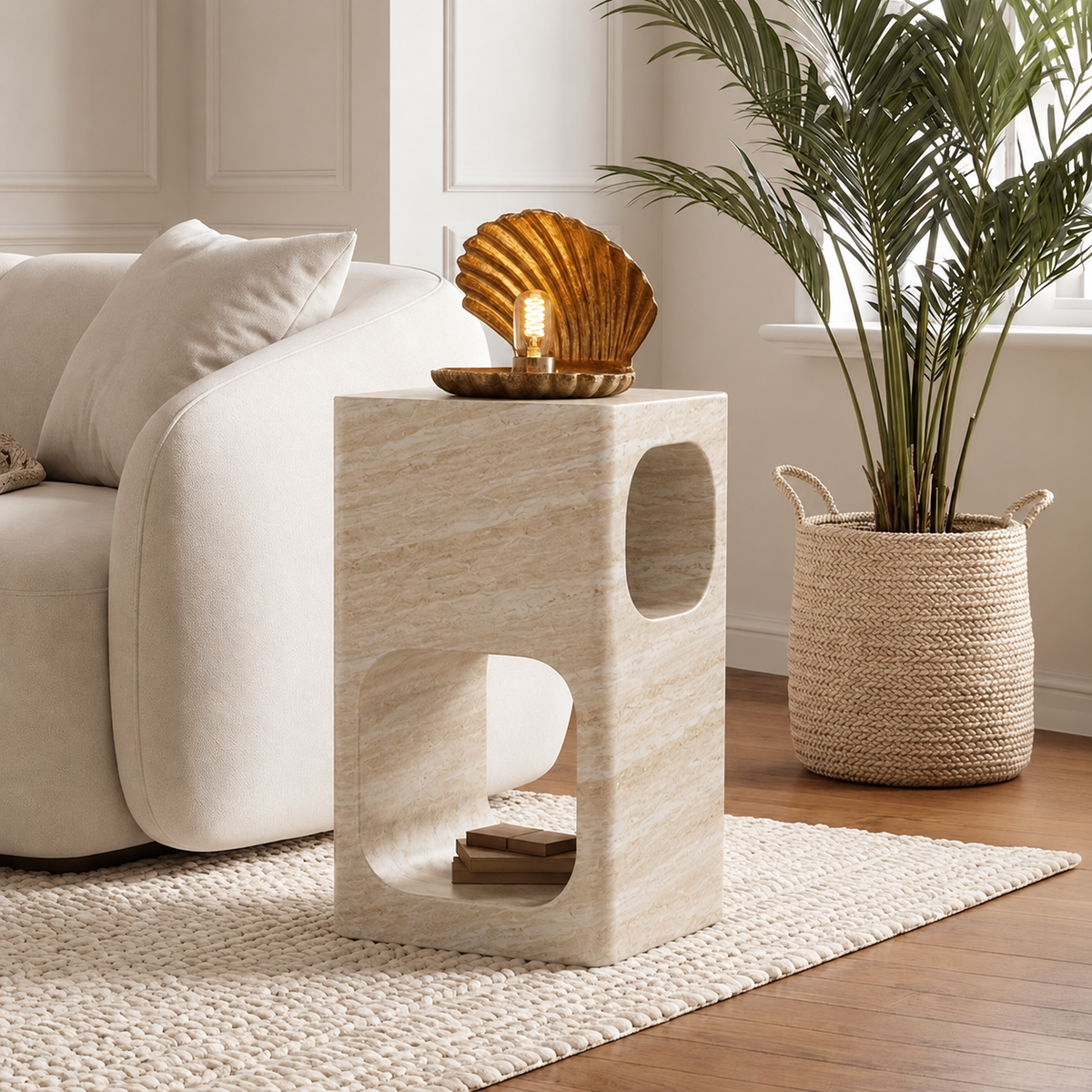 Tessa Cut-Out Marble Side Table