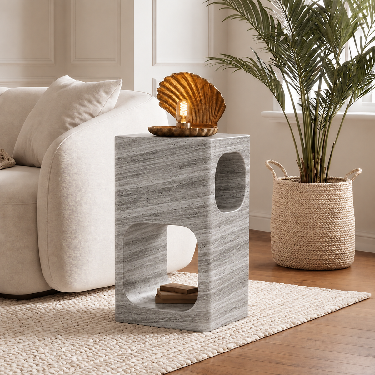 Tessa Cut-Out Marble Side Table