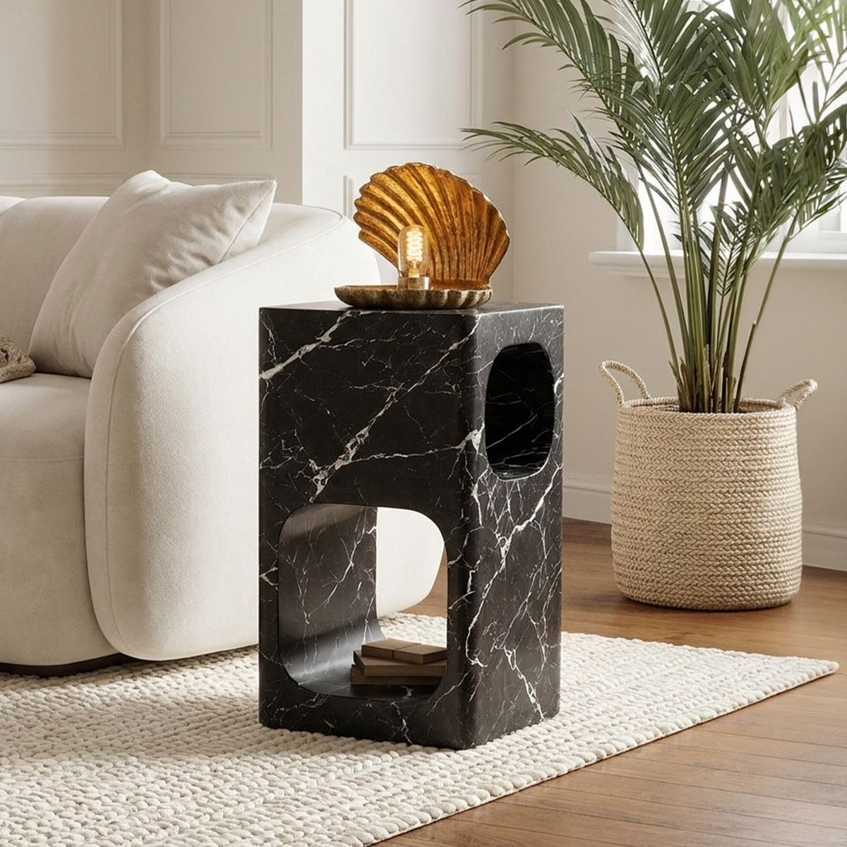 Tessa Cut-Out Marble Side Table