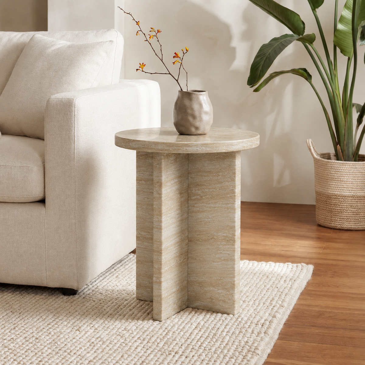 Milo Cross Base Marble Side Table