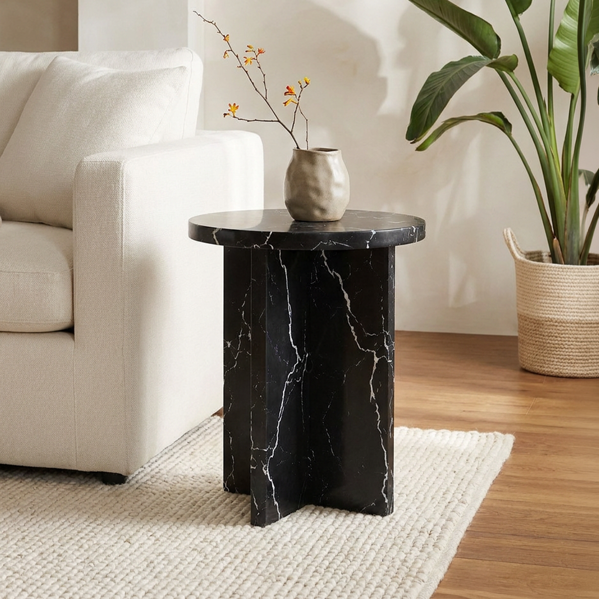 Milo Cross Base Marble Side Table