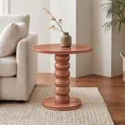Ava Beaded Pedestal Marble Side Table