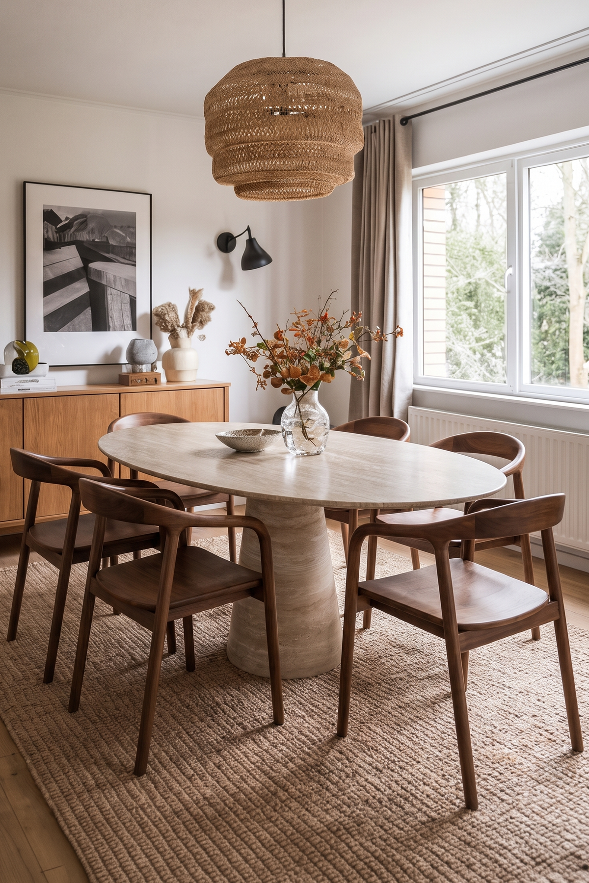 Matera Tapered Pedestal Marble Dining Table
