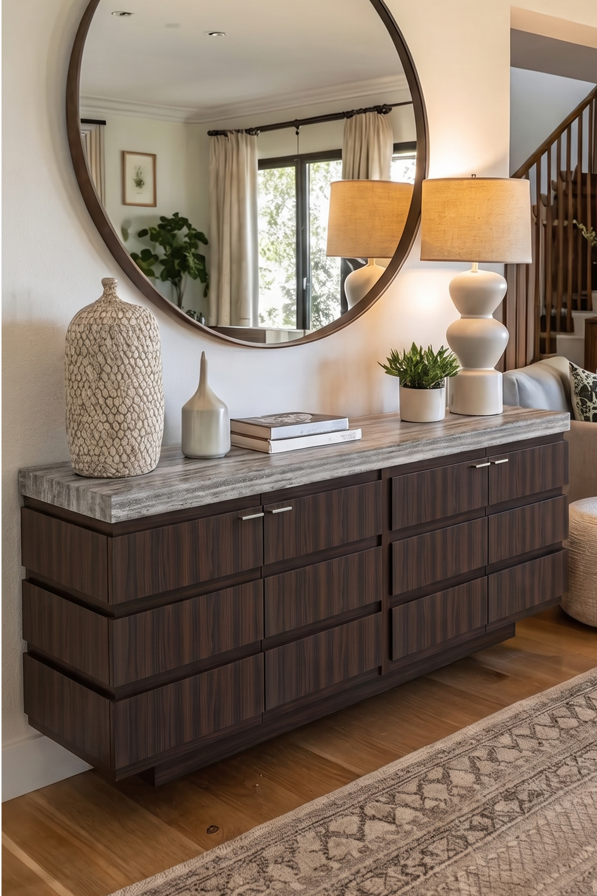 Blake Marble and Wood 8 Drawer Sideboard