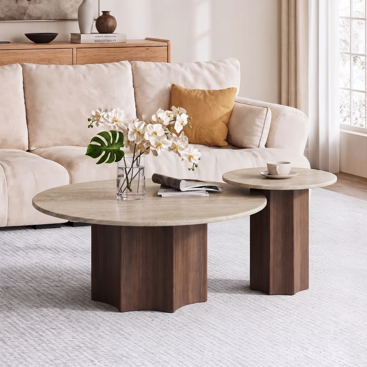 Ruby Nesting Marble Coffee Table Set