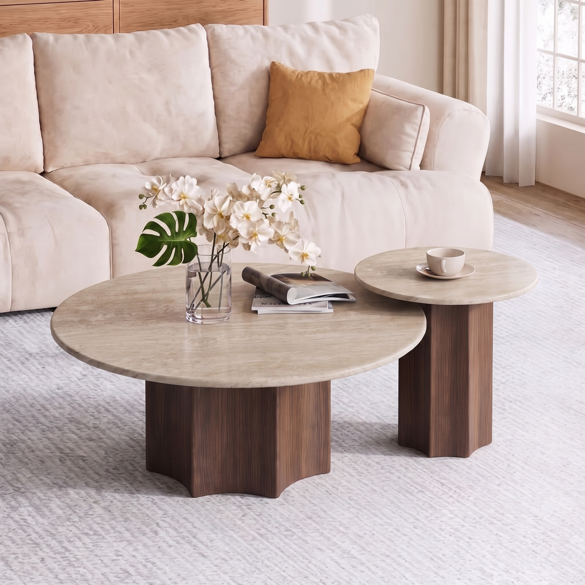 Ruby Nesting Marble Coffee Table Set