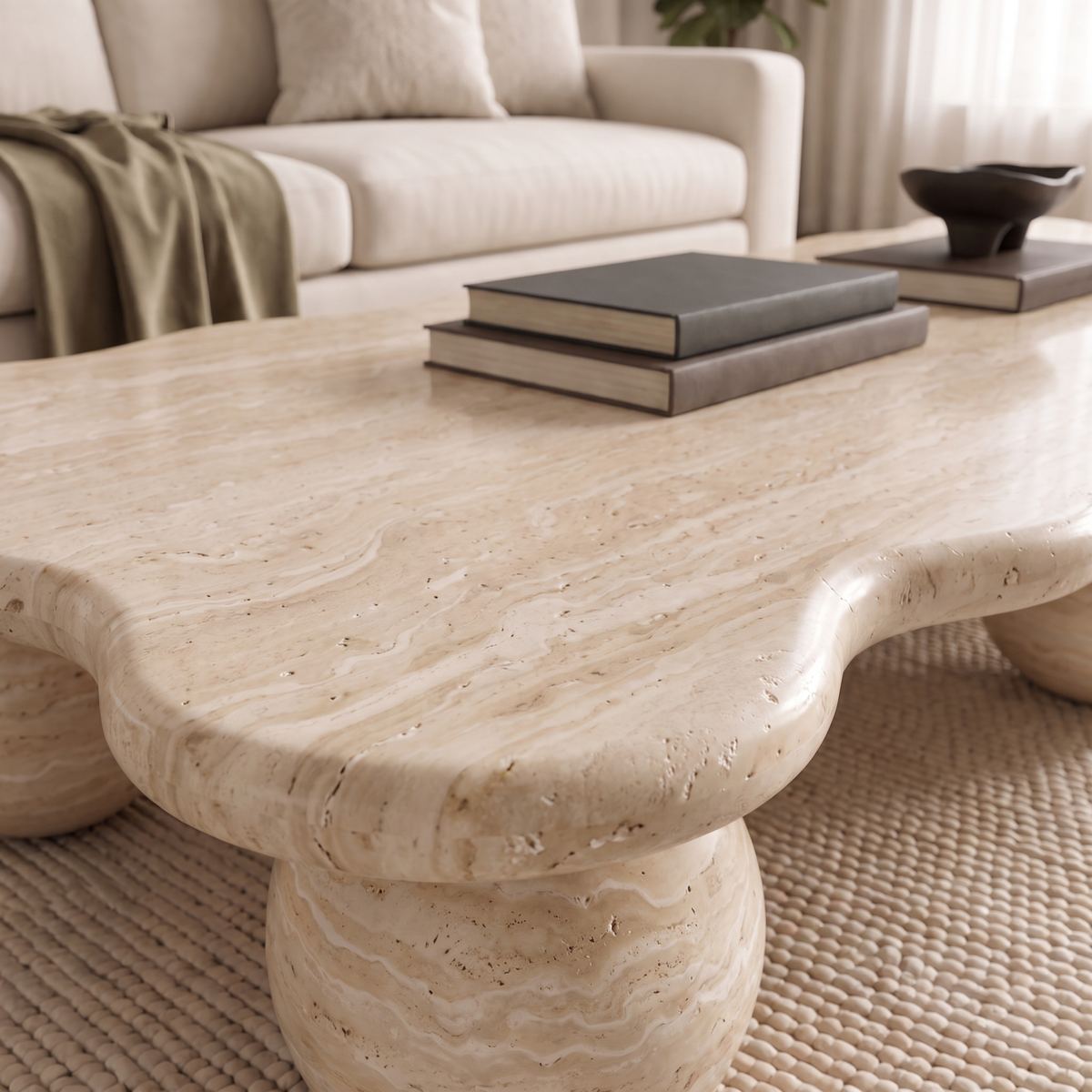 Olive Natural Travertine Coffee Table